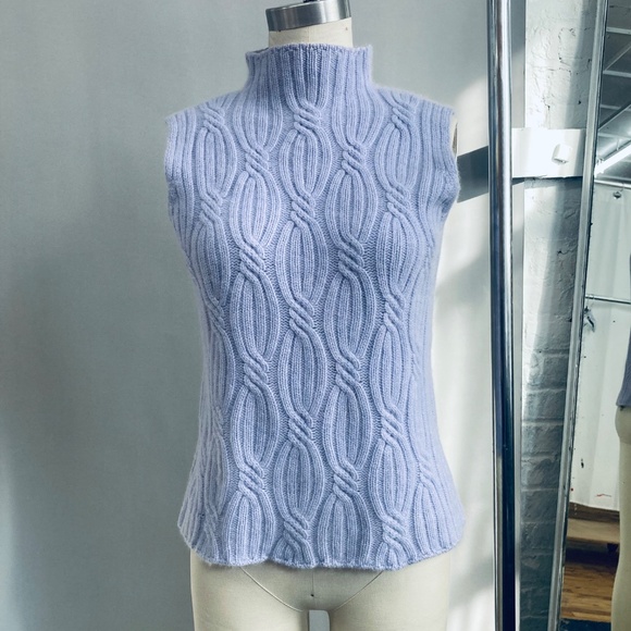 Lavender Cashmere Cable Knit Sweater Vest - Picture 3 of 6